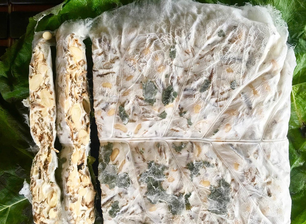 Food Lab at SHO: vegan gastronomy in a cold climate | wild rice and soy tempeh cultured in an elecampane leaf