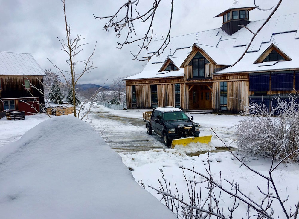 SHO Farm: vegan wild farming in a cold climate | we are women-owned & stewarded - shawn plows our 1 mile long driveway and the entire farmstead