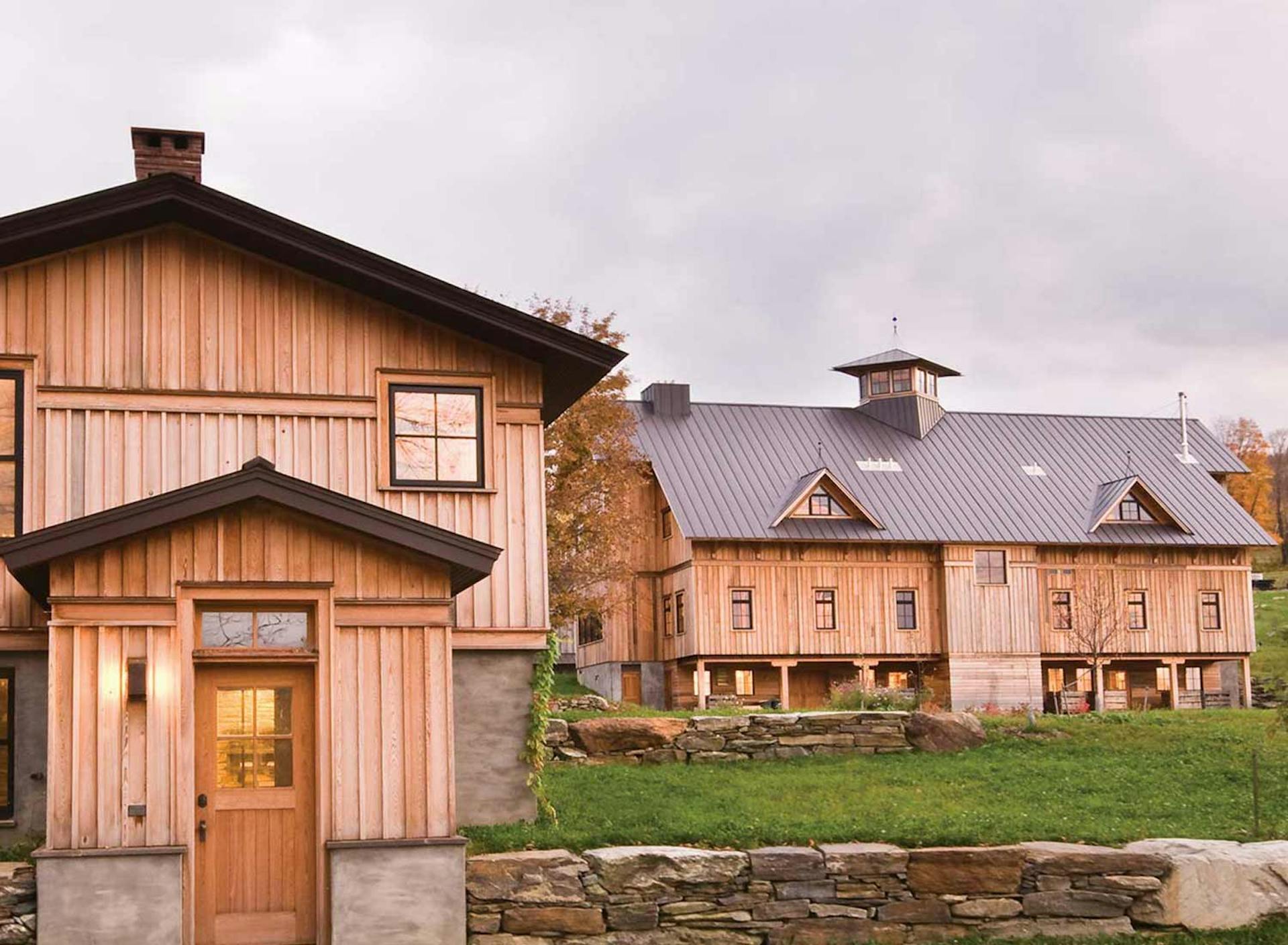 SHO Farm: vegan wild farming in a cold climate | c. 2007 farmhouse apartment entrance & energy barn