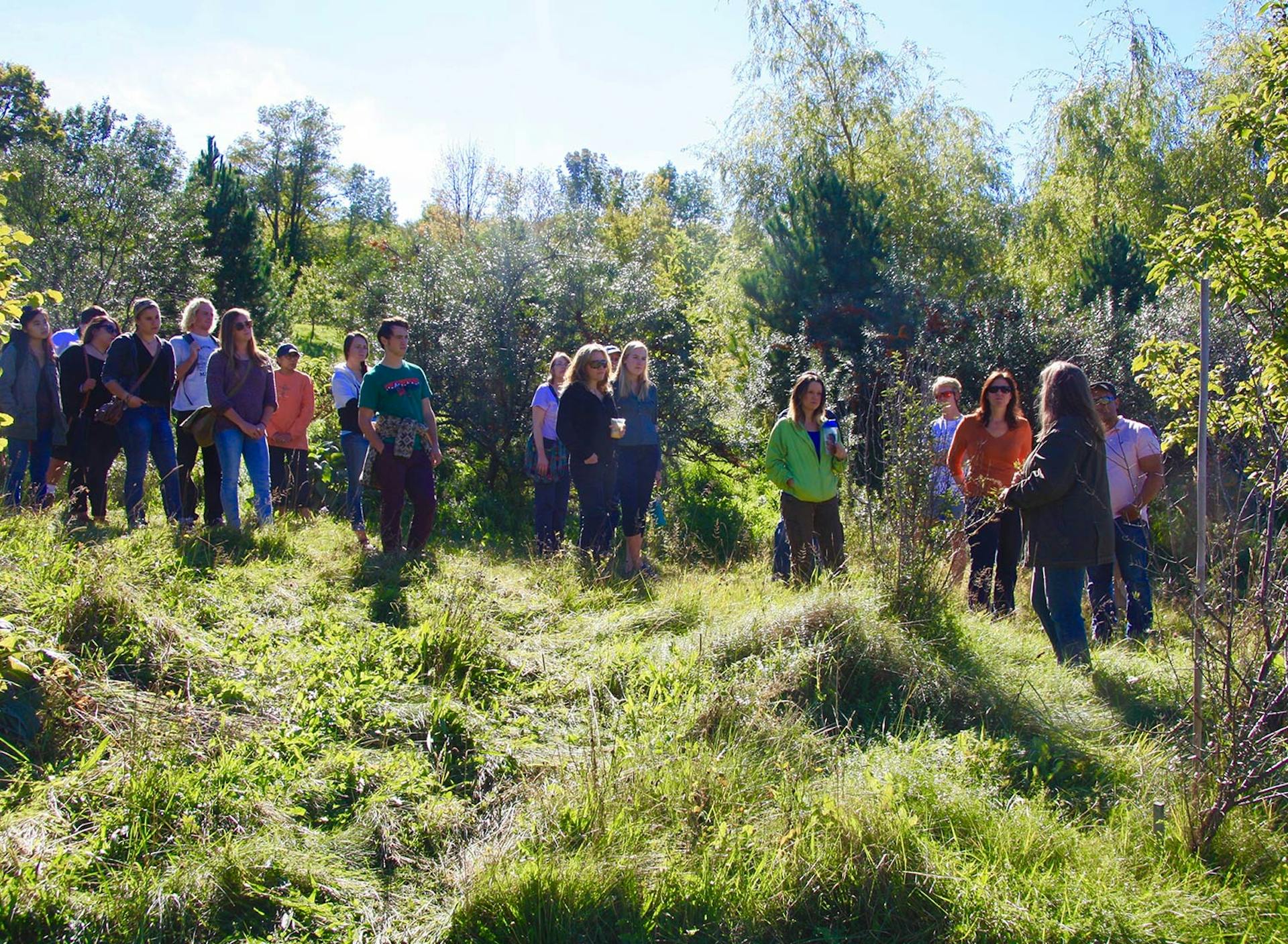 SHO Farm: vegan wild farming in a cold climate | melissa leading a tour of our 12 year old agroforestry system to screening attendees of the documentary plantpure nation, we hosted 2 screenings in 2016